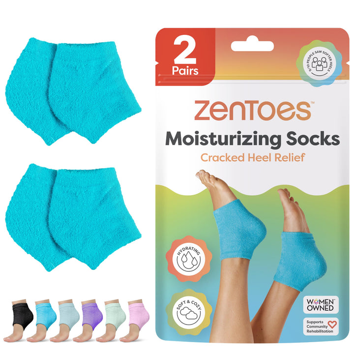 ZenToes Moisturizing Fuzzy Sleep Socks, Blue, Regular