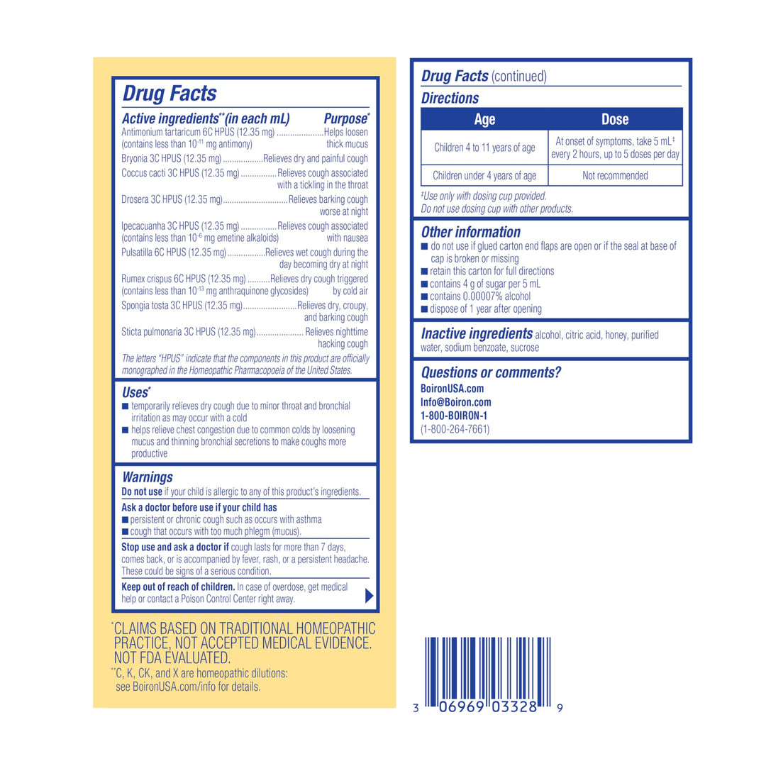 Boiron Chestal Honey Children's Cough Syrup, 6.7 fl oz