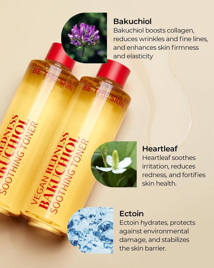 BE THE SKIN Vegan Redness Bakuchiol Soothing Toner, Heartleaf, 8.45 fl oz