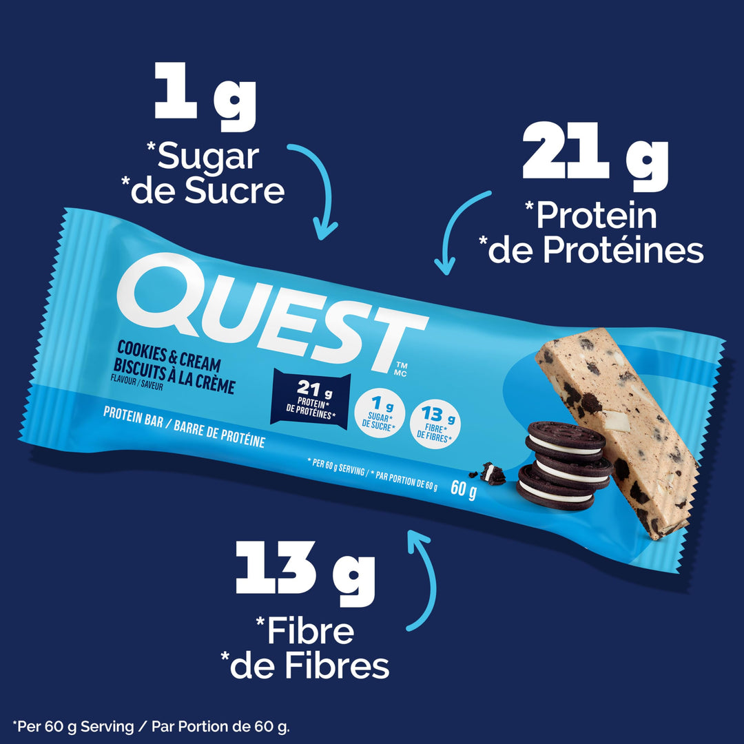 Quest Protein Bars, Cookies & Cream, 12 Count