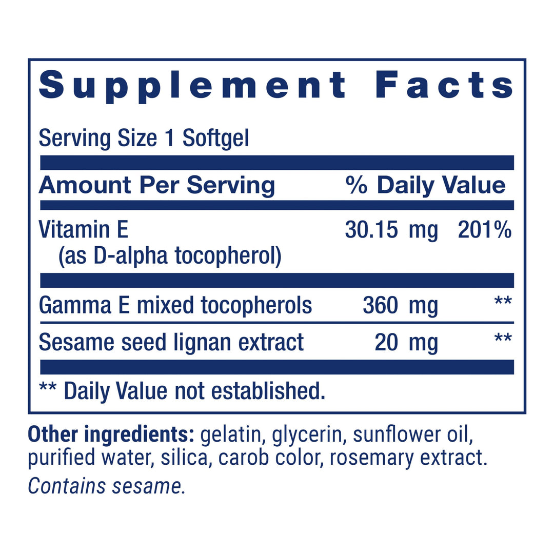 Life Extension Gamma E Mixed Tocopherols Vitamin E, 60 Count
