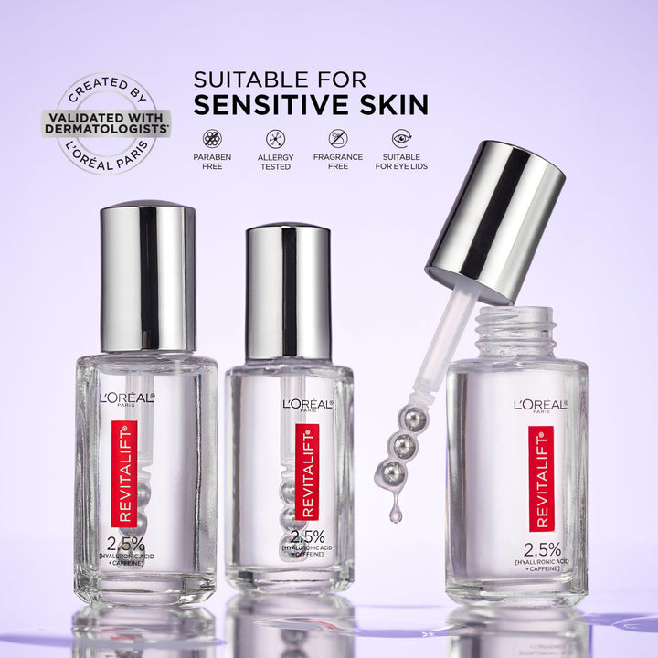 L'Oreal Paris Revitalift Hyaluronic Acid + Caffeine Eye Serum, Fragrance Free, 0.67 fl oz