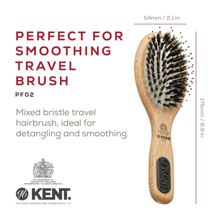 KENT PF02 Small Cushion Detangler Brush, Oval