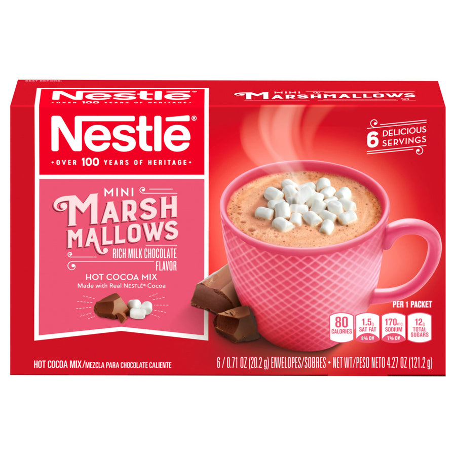 Nestlé Hot Cocoa Mix, Rich Milk Chocolate, Mini Marshmallows, 6 Count, 0.71 oz