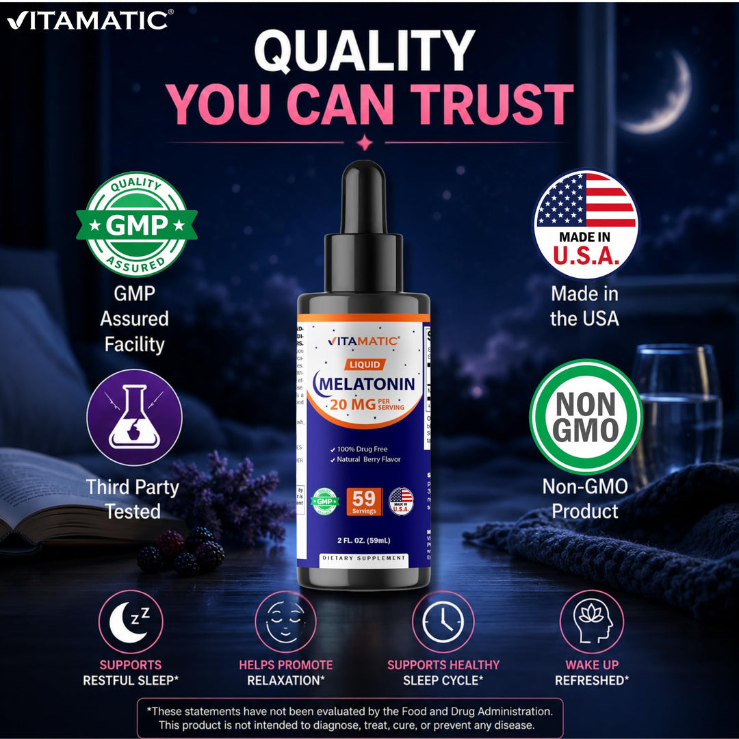 Vitamatic Liquid Melatonin, Natural Berry, 2 fl oz