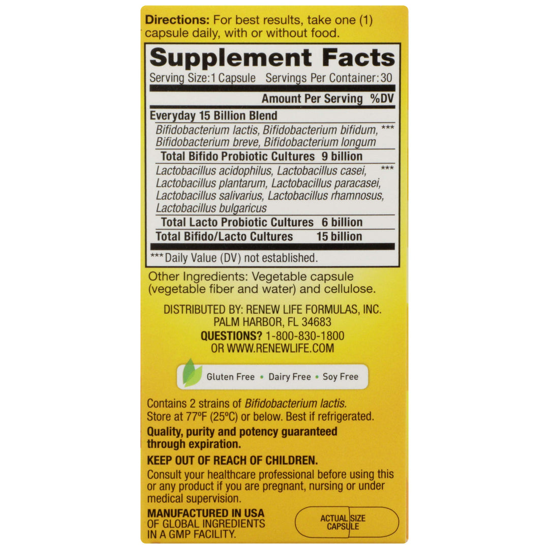 Renew Life Adult Probiotic Ultimate Flora Everyday, 15 Billion, 30 Count