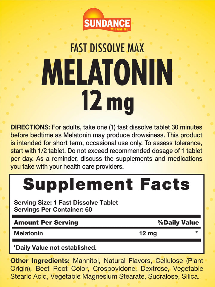 Sundance Melatonin, Natural Berry, 12 mg, 60 Count
