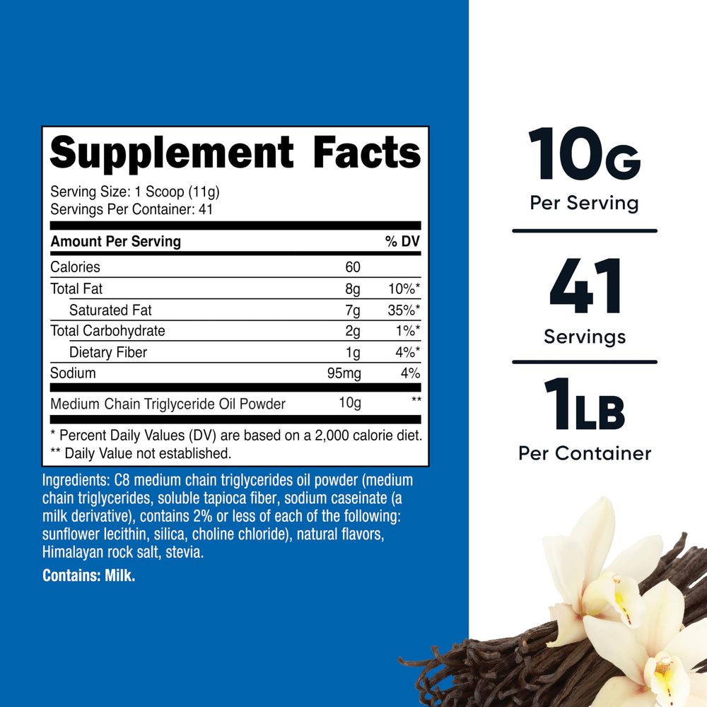 Nutricost C8 MCT Oil Powder, Vanilla, 16 oz