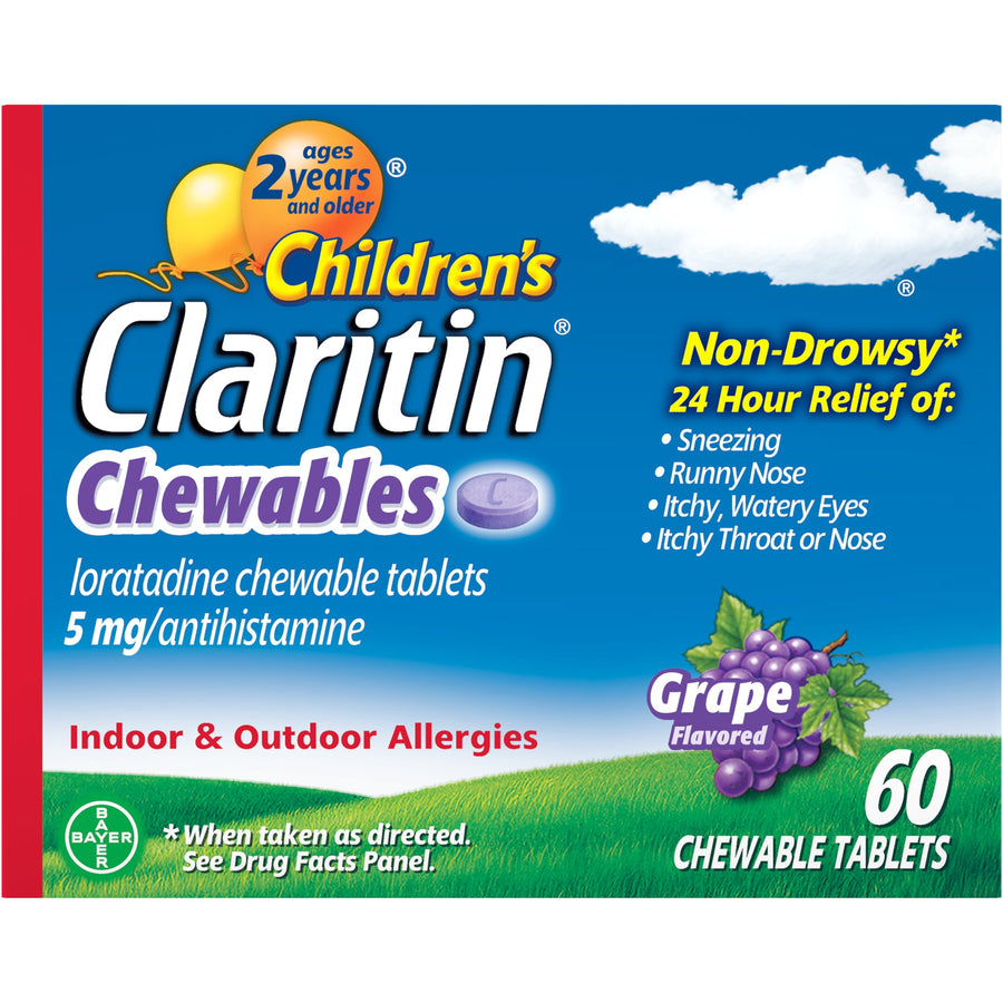 Claritin Kids Allergy Chewables, Grape, 60 Count