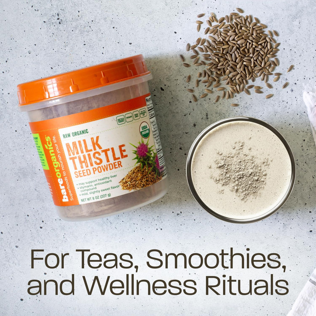 BareOrganics Milk Thistle Seed Powder, 8 oz