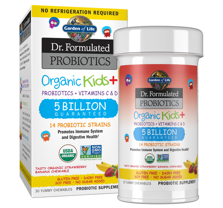 Garden of Life Dr. Formulated Probiotics Organic Kids+, Strawberry Banana, 30 Count