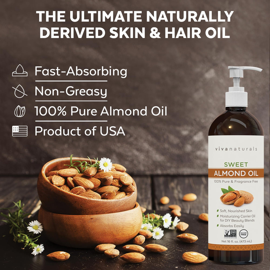 Viva Naturals Sweet Almond Oil, 16 fl oz