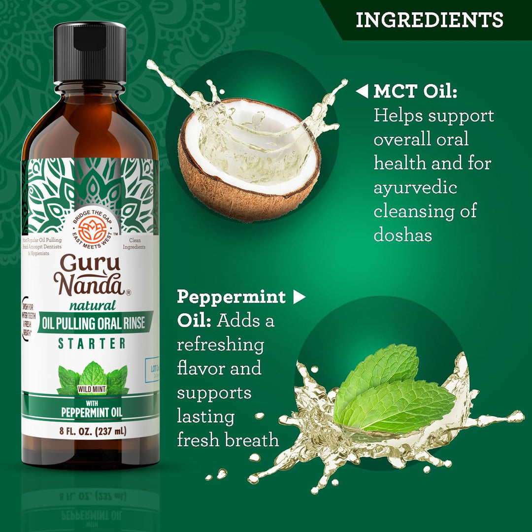 GuruNanda Oil Pulling, Coconut & Peppermint, 8 fl oz
