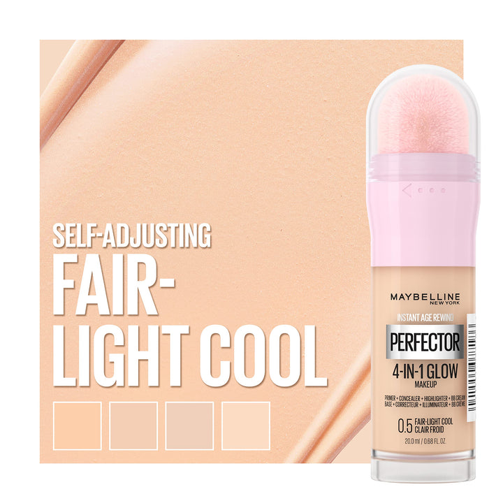 MAYBELLINE Instant Age Rewind Instant Perfector 4-In-1 Glow Makeup, Fair/Light Cool, 0.68 fl oz