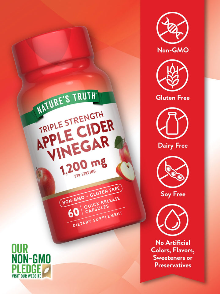 Nature's Truth Apple Cider Vinegar Capsules, 1200 mg, 60 Count
