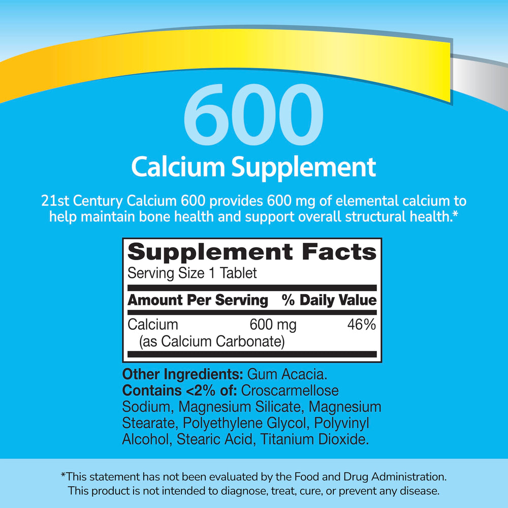 21st Century Calcium 600 mg Tablets, 400 Count