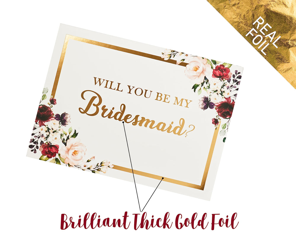 All Ewired Up Bridesmaid Proposal Box Set, Burgundy Geometric, 6 Count