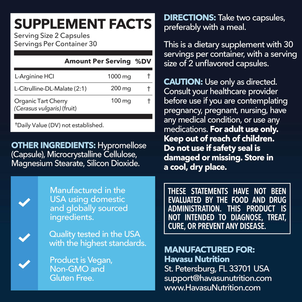 HAVASU NUTRITION L-Arginine And L-Citrulline, 30 Servings