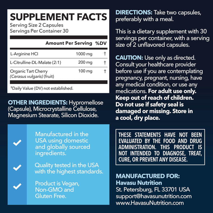 HAVASU NUTRITION L-Arginine And L-Citrulline, 30 Servings