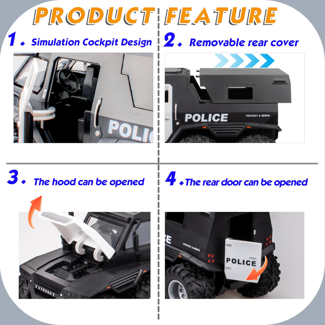 i diy Police Car Toy, 8x8, Military Policeman & Dog