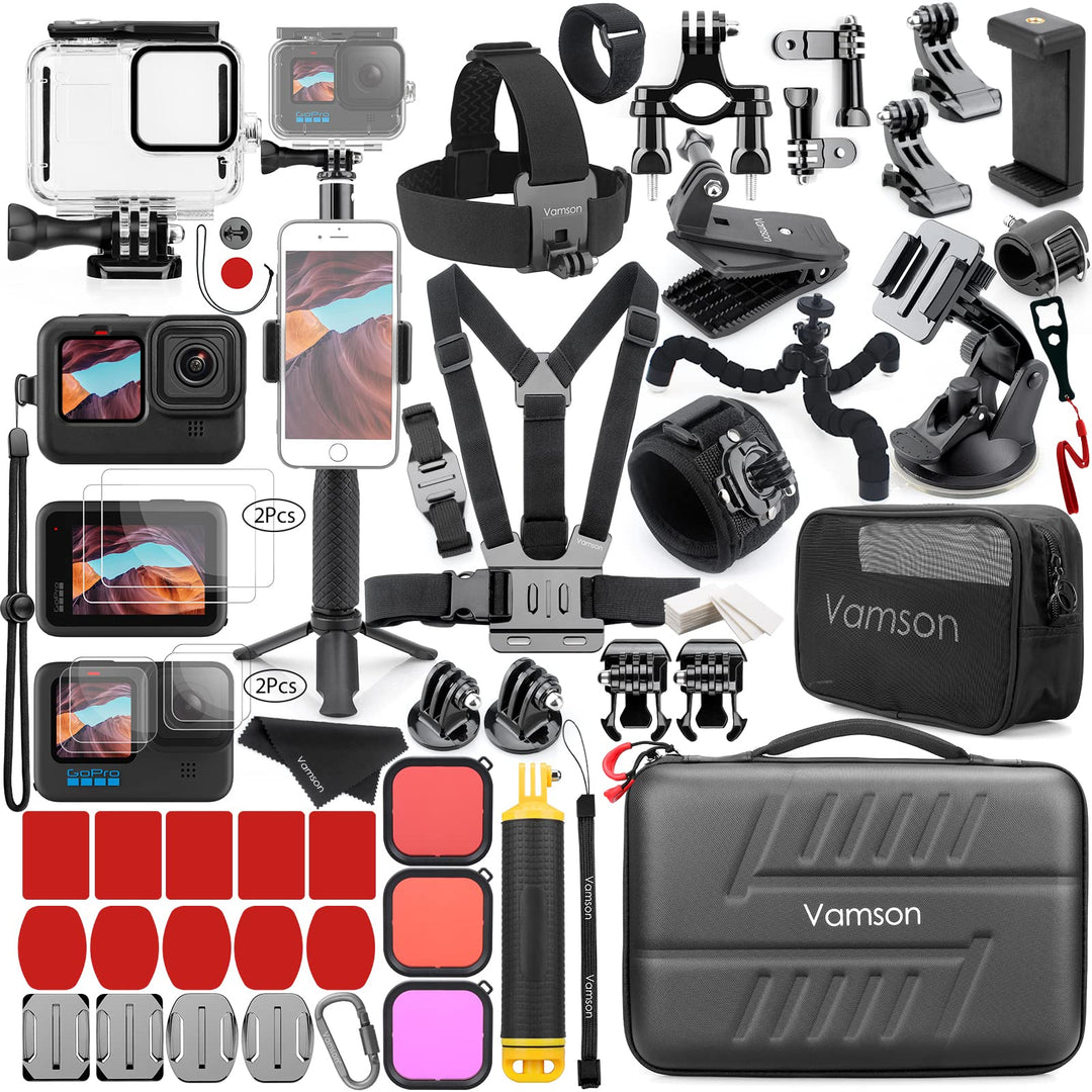 Vamson Accessories Kit for GoPro Hero 12 11 10 9, 64 Count