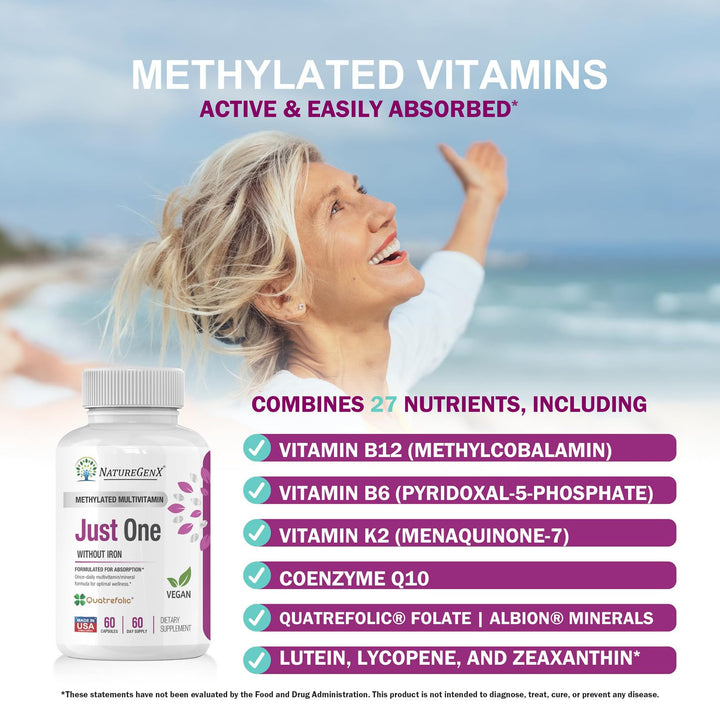 NatureGenX Just One Daily Methyl Multi MTFHR Supplement, 60 Count
