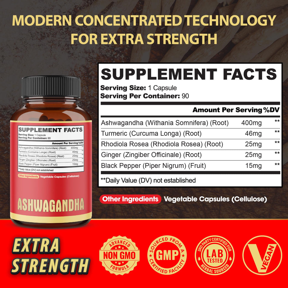 agobi Ashwagandha Supplement Capsules, 90 Count