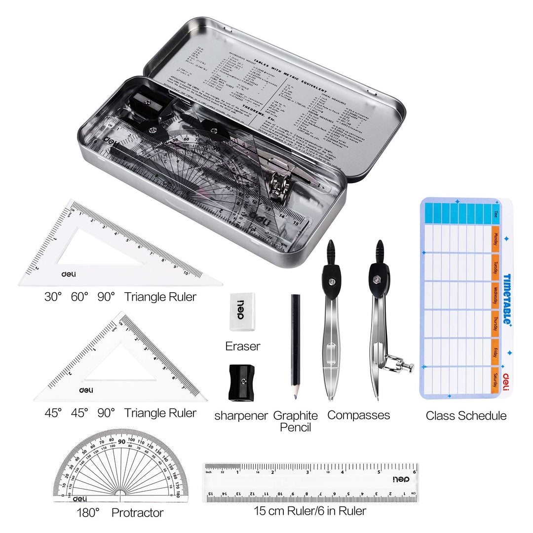 deli Geometry Set, Ergonomic Handle Compass, EG306, 95