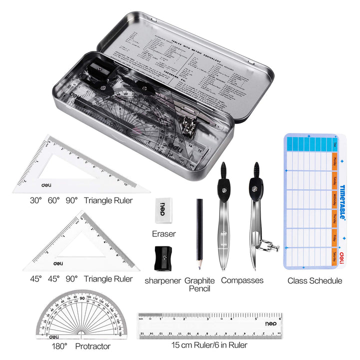 deli Geometry Set, Ergonomic Handle Compass, EG306, 95