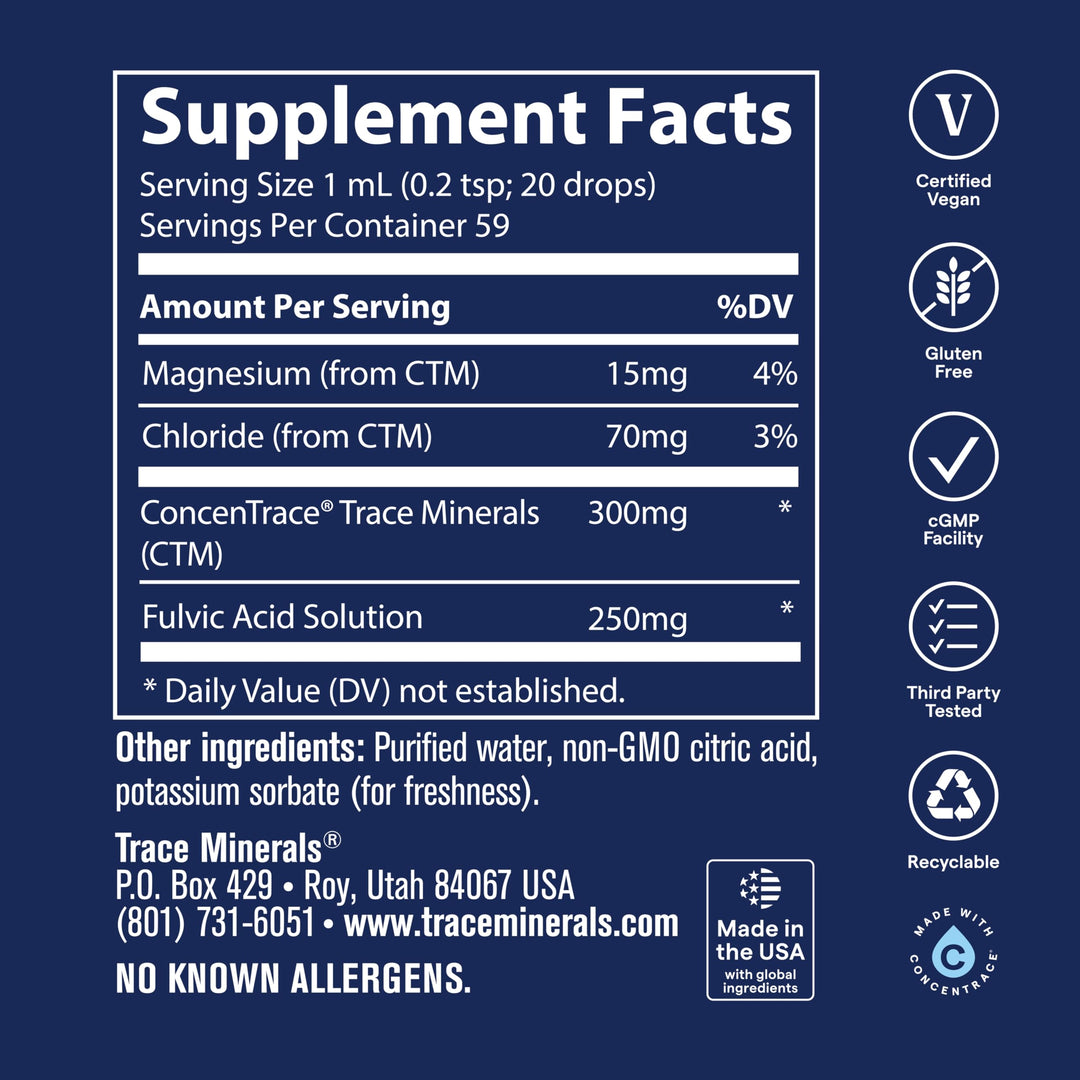 Trace Minerals Research Liquid Ionic Fulvic Acid, 250 mg, 2 fl oz
