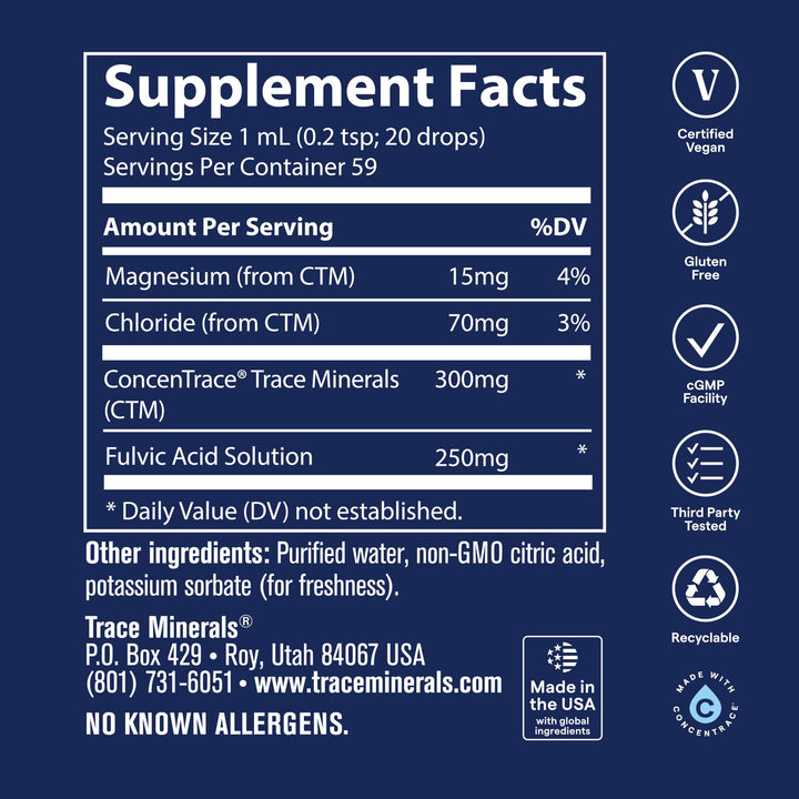Trace Minerals Research Liquid Ionic Fulvic Acid, 250 mg, 2 fl oz