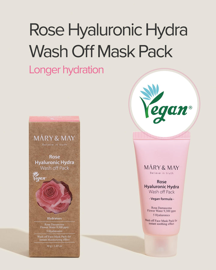 Mary&May Vegan Rose Hyaluronic Hydra Wash Off Mask, 30 g