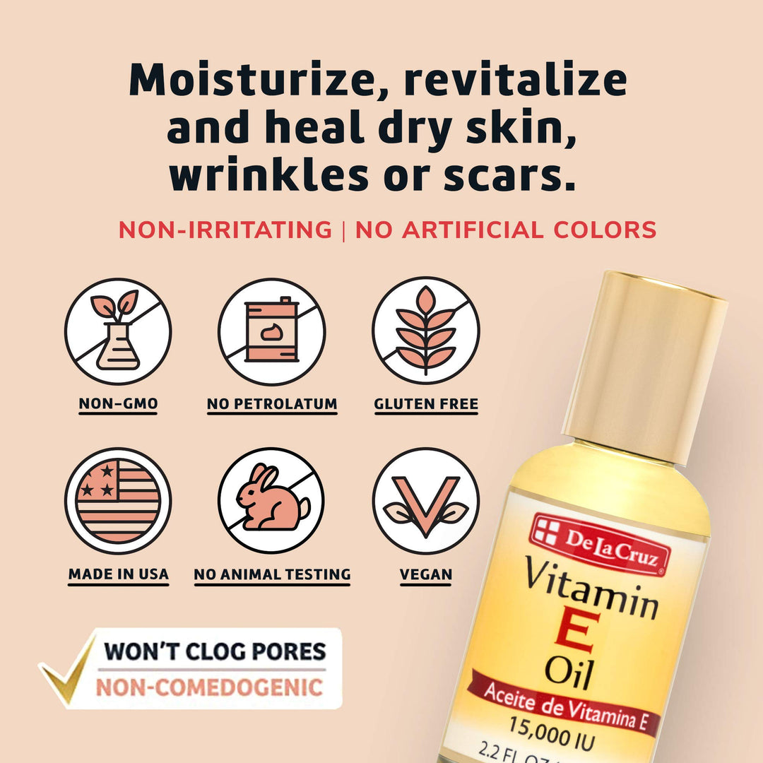 De La Cruz Vitamin E Oil, 15,000 IU, 2.2 fl oz, Pack of 5