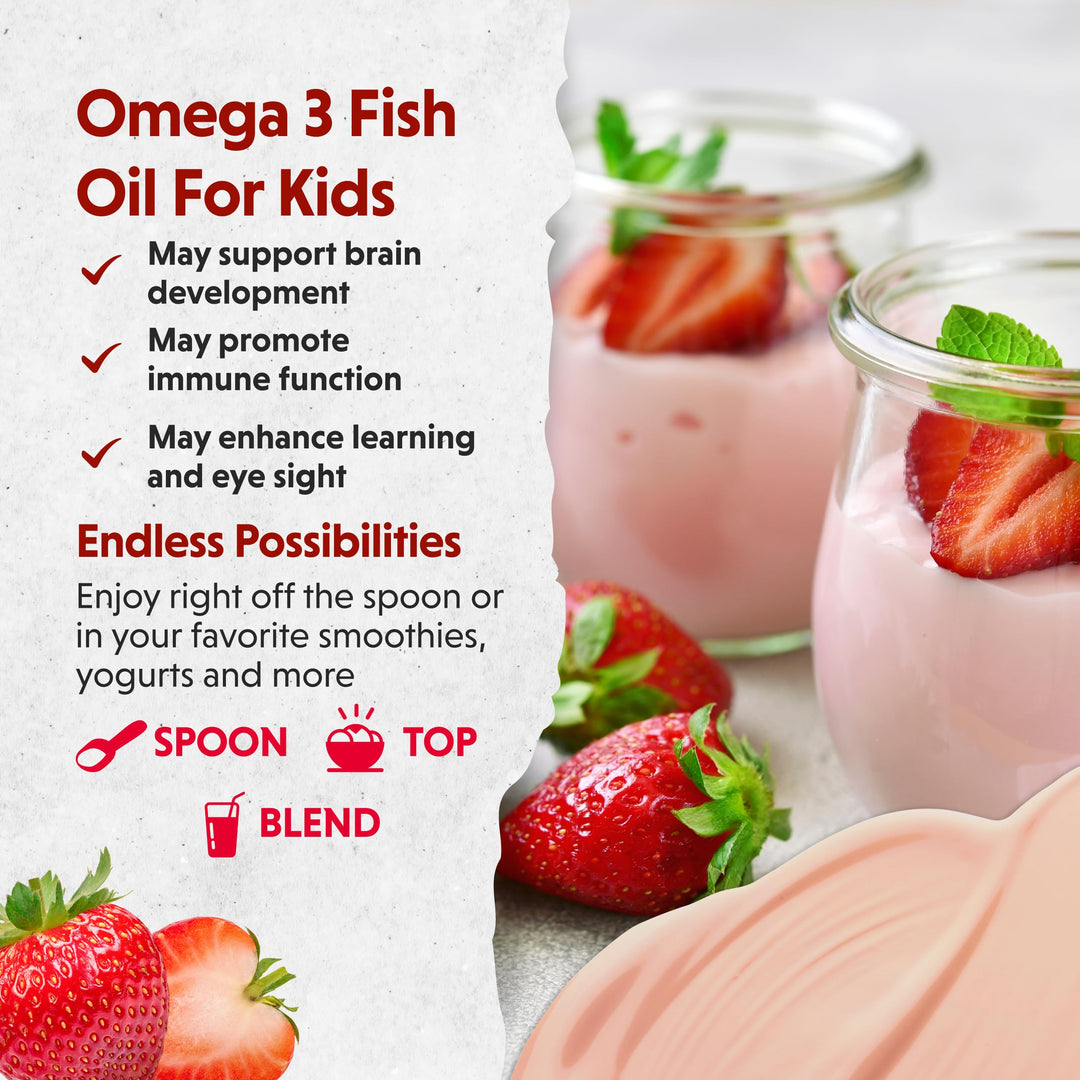 Barlean's Omega Pals Kids Vegan Omega-3 Liquid, Straw-Nana, 8 fl oz