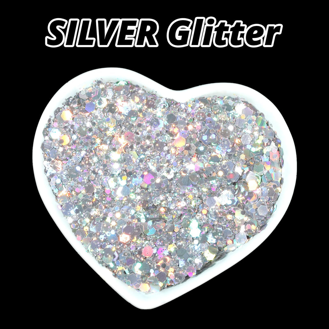 HTVRONT Holographic Chunky Glitter, Silver, 100 g