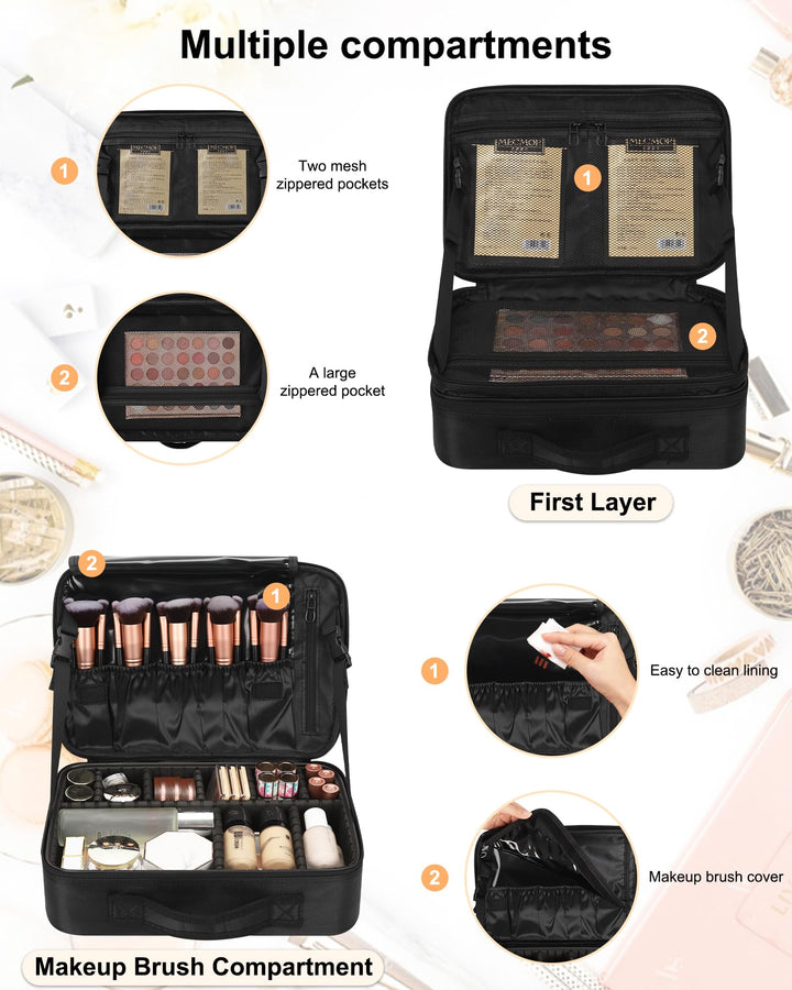 Relavel Makeup Case, Black, 13.8 in