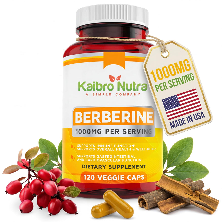 Kaibro Nutra Berberine HCL Supplement, 1000 mg