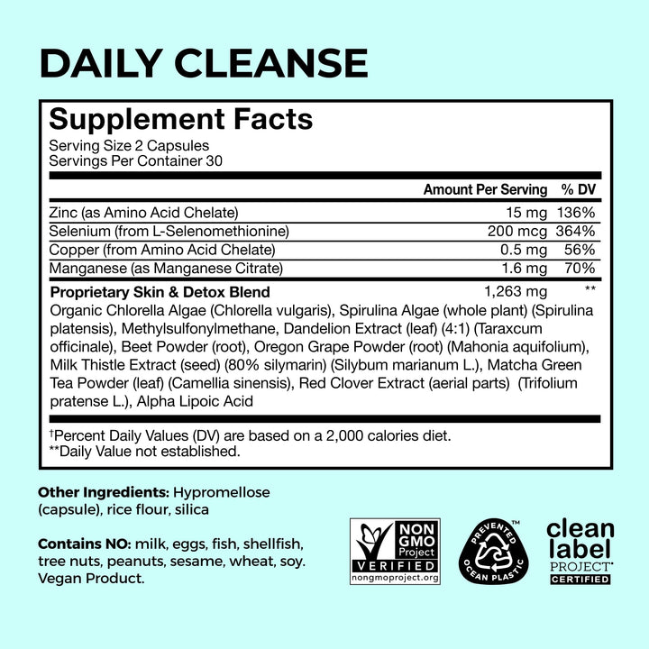HUM Daily Cleanse Skin Health Supplement, 60 Count
