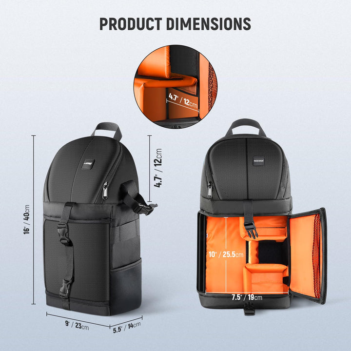 NEEWER Camera Sling Backpack, Orange Interior