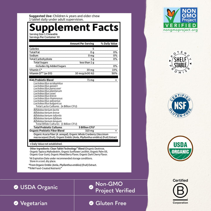 Garden of Life Dr. Formulated Kids+ Probiotic, Berry Cherry