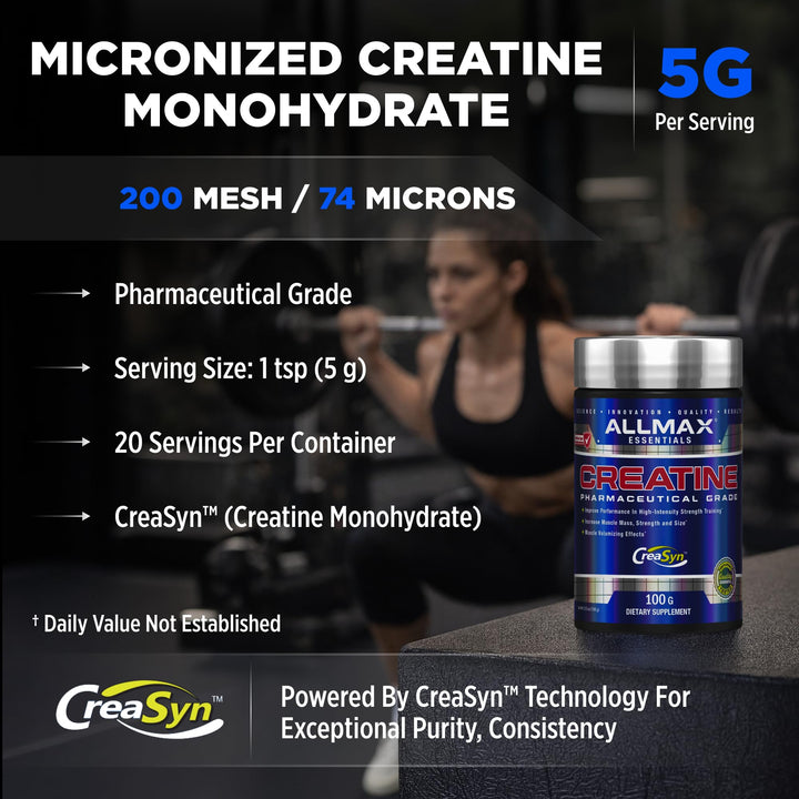 ALLMAX Creatine Powder, Micronized Creatine Monohydrate, 100 g