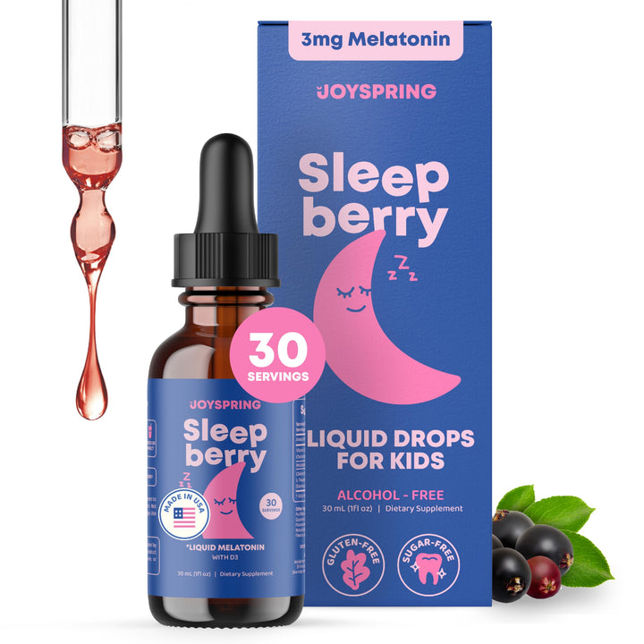 JoySpring Kids Melatonin Drops, Berry, 1 fl oz, 30 Count