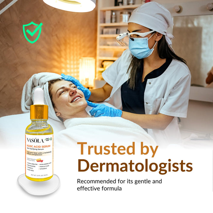 Nasola Kojic Acid Serum, Skin Clarifying Complexion Revitalization Fade Cream with Alpha Arbutin, Vitamin C & E, & Niacinamide