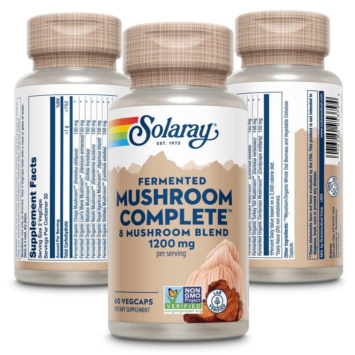 SOLARAY Fermented Mushroom Complete Capsules, 60 Count