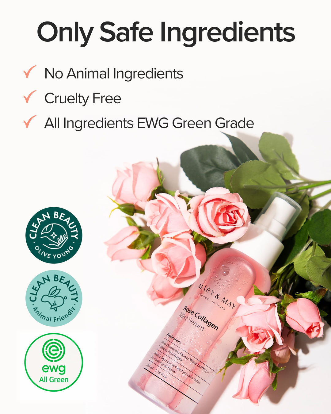 Mary&May Rose Collagen Double-Layer Oil and Water Face Mist, 3.38 fl oz