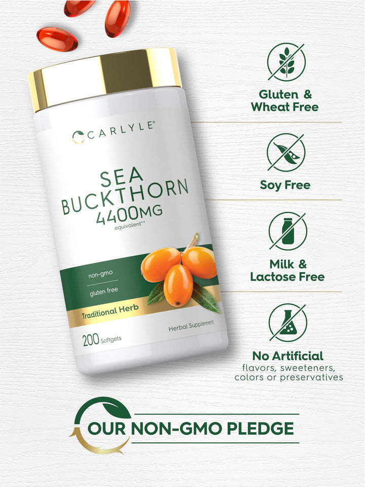 Carlyle Sea Buckthorn Oil Capsules, 4400 mg, 200 Count