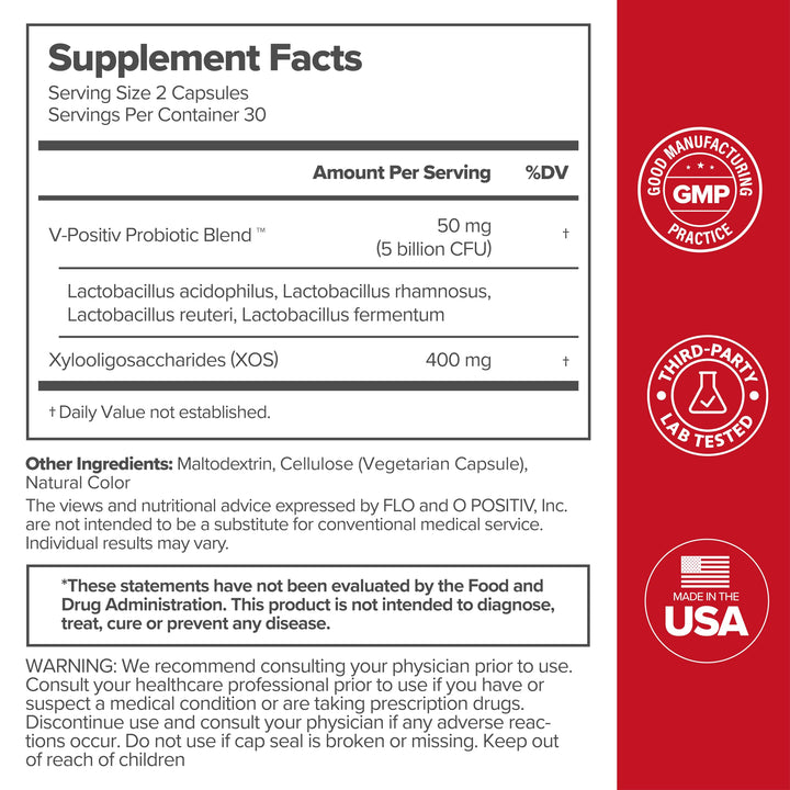 O Positiv Uro Vaginal Probiotic Supplement, 30 Count