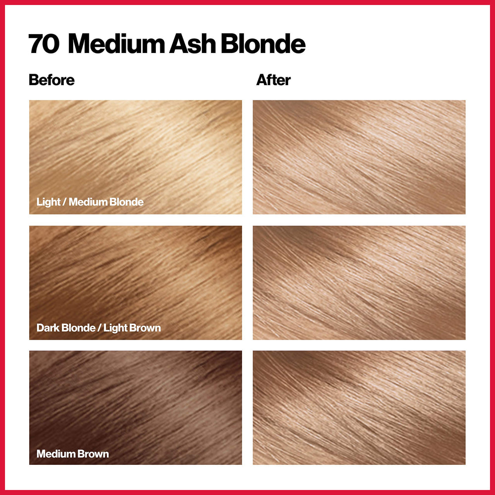 REVLON Colorsilk Beautiful Color Permanent Hair Color, 70 Medium Ash Blonde