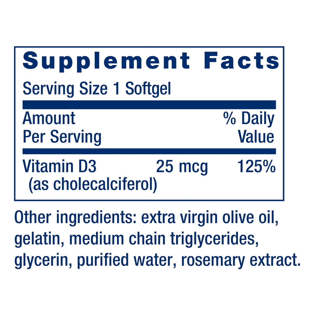 Life Extension Vitamin D3, 25 mcg (1000 IU), 90 Count