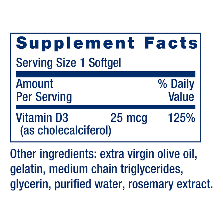 Life Extension Vitamin D3, 25 mcg (1000 IU), 90 Count